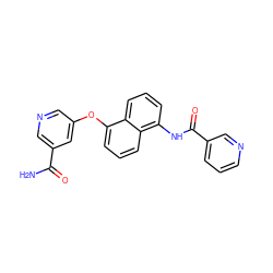 NC(=O)c1cncc(Oc2cccc3c(NC(=O)c4cccnc4)cccc23)c1 ZINC000299836675