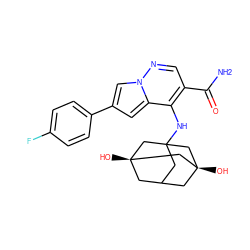 NC(=O)c1cnn2cc(-c3ccc(F)cc3)cc2c1NC12CC3C[C@](O)(C1)C[C@@](O)(C3)C2 ZINC000146158831