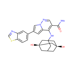 NC(=O)c1cnn2cc(-c3ccc4scnc4c3)cc2c1NC12CC3C[C@](O)(C1)C[C@@](O)(C3)C2 ZINC000169710838