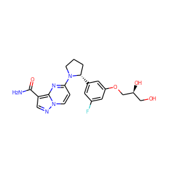 NC(=O)c1cnn2ccc(N3CCC[C@@H]3c3cc(F)cc(OC[C@@H](O)CO)c3)nc12 ZINC000169704273