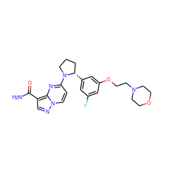 NC(=O)c1cnn2ccc(N3CCC[C@@H]3c3cc(F)cc(OCCN4CCOCC4)c3)nc12 ZINC000169271260