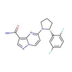 NC(=O)c1cnn2ccc(N3CCC[C@@H]3c3cc(F)ccc3F)nc12 ZINC000169253435