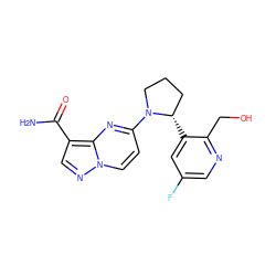 NC(=O)c1cnn2ccc(N3CCC[C@@H]3c3cc(F)cnc3CO)nc12 ZINC000149789228