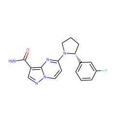 NC(=O)c1cnn2ccc(N3CCC[C@@H]3c3cccc(F)c3)nc12 ZINC000113880952