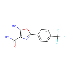 NC(=O)c1nc(-c2ccc(C(F)(F)F)cc2)oc1N ZINC000013686754