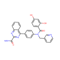 NC(=O)c1nc(-c2ccc(N(Cc3cccnc3)C(=O)c3ccc(O)cc3O)cc2)c2ccccc2n1 ZINC000653758350