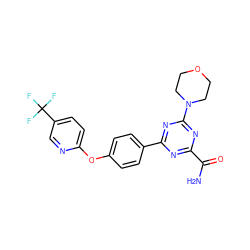 NC(=O)c1nc(-c2ccc(Oc3ccc(C(F)(F)F)cn3)cc2)nc(N2CCOCC2)n1 ZINC000221211619