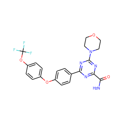 NC(=O)c1nc(-c2ccc(Oc3ccc(OC(F)(F)F)cc3)cc2)nc(N2CCOCC2)n1 ZINC000221211703