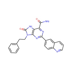 NC(=O)c1nc(-c2ccc3ncccc3c2)nc2c1[nH]c(=O)n2CCc1ccccc1 ZINC000012117980