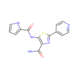 NC(=O)c1nc(-c2ccncc2)sc1NC(=O)c1ccc[nH]1 ZINC000149901727