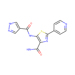 NC(=O)c1nc(-c2ccncc2)sc1NC(=O)c1cn[nH]c1 ZINC000149897639