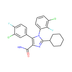 NC(=O)c1nc(C2CCCCC2)n(-c2cccc(Cl)c2F)c1-c1ccc(F)c(Cl)c1 ZINC000116173380