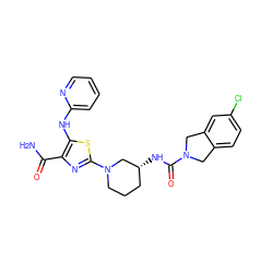 NC(=O)c1nc(N2CCC[C@@H](NC(=O)N3Cc4ccc(Cl)cc4C3)C2)sc1Nc1ccccn1 ZINC000209438956