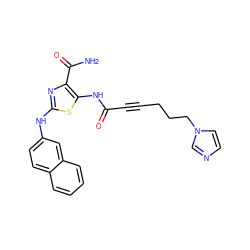 NC(=O)c1nc(Nc2ccc3ccccc3c2)sc1NC(=O)C#CCCCn1ccnc1 ZINC000473179083