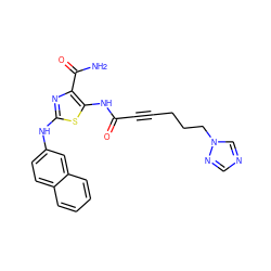 NC(=O)c1nc(Nc2ccc3ccccc3c2)sc1NC(=O)C#CCCCn1cncn1 ZINC000473179104