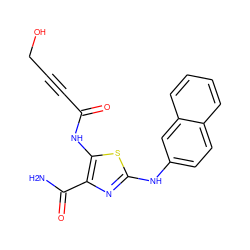 NC(=O)c1nc(Nc2ccc3ccccc3c2)sc1NC(=O)C#CCO ZINC000473179063