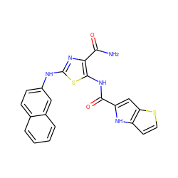 NC(=O)c1nc(Nc2ccc3ccccc3c2)sc1NC(=O)c1cc2sccc2[nH]1 ZINC000473164960