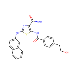 NC(=O)c1nc(Nc2ccc3ccccc3c2)sc1NC(=O)c1ccc(CCO)cc1 ZINC000473164994