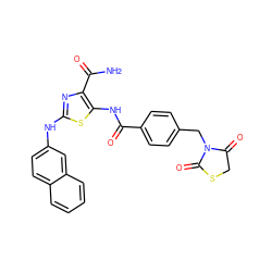 NC(=O)c1nc(Nc2ccc3ccccc3c2)sc1NC(=O)c1ccc(CN2C(=O)CSC2=O)cc1 ZINC000473179105