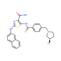 NC(=O)c1nc(Nc2ccc3ccccc3c2)sc1NC(=O)c1ccc(CN2CC[C@@H](O)C2)cc1 ZINC000473179058