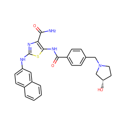 NC(=O)c1nc(Nc2ccc3ccccc3c2)sc1NC(=O)c1ccc(CN2CC[C@H](O)C2)cc1 ZINC000473179057