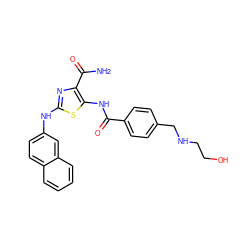 NC(=O)c1nc(Nc2ccc3ccccc3c2)sc1NC(=O)c1ccc(CNCCO)cc1 ZINC000473164992