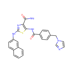 NC(=O)c1nc(Nc2ccc3ccccc3c2)sc1NC(=O)c1ccc(Cn2ccnc2)cc1 ZINC000473179094