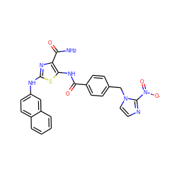 NC(=O)c1nc(Nc2ccc3ccccc3c2)sc1NC(=O)c1ccc(Cn2ccnc2[N+](=O)[O-])cc1 ZINC000473179062