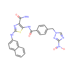 NC(=O)c1nc(Nc2ccc3ccccc3c2)sc1NC(=O)c1ccc(Cn2cnc([N+](=O)[O-])n2)cc1 ZINC000473179085