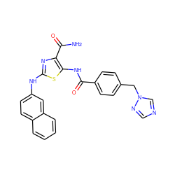 NC(=O)c1nc(Nc2ccc3ccccc3c2)sc1NC(=O)c1ccc(Cn2cncn2)cc1 ZINC000473179099