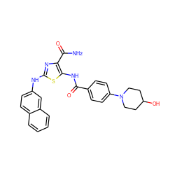 NC(=O)c1nc(Nc2ccc3ccccc3c2)sc1NC(=O)c1ccc(N2CCC(O)CC2)cc1 ZINC000473164919