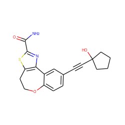 NC(=O)c1nc2c(s1)CCOc1ccc(C#CC3(O)CCCC3)cc1-2 ZINC000205787203