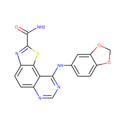 NC(=O)c1nc2ccc3ncnc(Nc4ccc5c(c4)OCO5)c3c2s1 ZINC000206014538