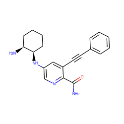 NC(=O)c1ncc(N[C@@H]2CCCC[C@@H]2N)cc1C#Cc1ccccc1 ZINC001772605990