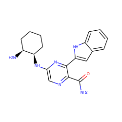 NC(=O)c1ncc(N[C@@H]2CCCC[C@@H]2N)nc1-c1cc2ccccc2[nH]1 ZINC000299867430