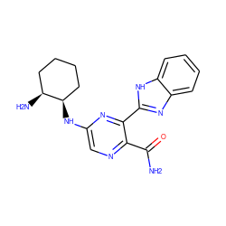 NC(=O)c1ncc(N[C@@H]2CCCC[C@@H]2N)nc1-c1nc2ccccc2[nH]1 ZINC001772629697