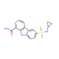 NC(=O)c1nccc2c1[nH]c1ccc(S(=O)(=O)NC3CC3)cc12 ZINC000084758550