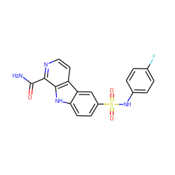 NC(=O)c1nccc2c1[nH]c1ccc(S(=O)(=O)Nc3ccc(F)cc3)cc12 ZINC000084671542