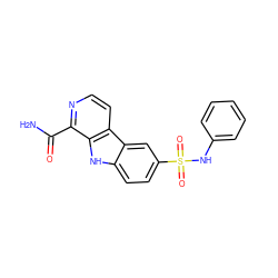 NC(=O)c1nccc2c1[nH]c1ccc(S(=O)(=O)Nc3ccccc3)cc12 ZINC000084758552