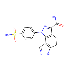 NC(=O)c1nn(-c2ccc(S(N)(=O)=O)cc2)c2c1CCc1[nH]ncc1-2 ZINC000003817561