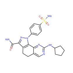 NC(=O)c1nn(-c2ccc(S(N)(=O)=O)cc2)c2c1CCc1cnc(NC3CCCC3)nc1-2 ZINC000045374935