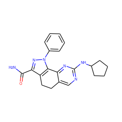 NC(=O)c1nn(-c2ccccc2)c2c1CCc1cnc(NC3CCCC3)nc1-2 ZINC000045356632