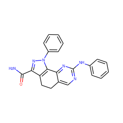 NC(=O)c1nn(-c2ccccc2)c2c1CCc1cnc(Nc3ccccc3)nc1-2 ZINC000049072193