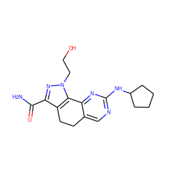 NC(=O)c1nn(CCO)c2c1CCc1cnc(NC3CCCC3)nc1-2 ZINC000045369555