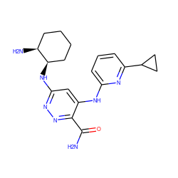 NC(=O)c1nnc(N[C@@H]2CCCC[C@@H]2N)cc1Nc1cccc(C2CC2)n1 ZINC000169308318