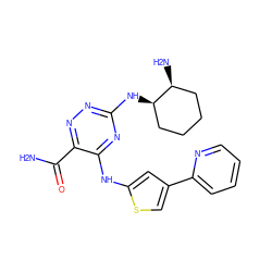 NC(=O)c1nnc(N[C@@H]2CCCC[C@@H]2N)nc1Nc1cc(-c2ccccn2)cs1 ZINC000224414776