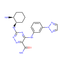 NC(=O)c1nnc(N[C@@H]2CCCC[C@@H]2N)nc1Nc1cccc(-n2nccn2)c1 ZINC000210578606