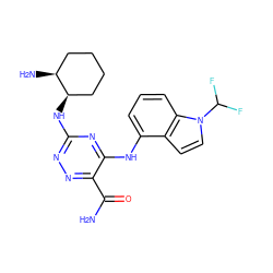 NC(=O)c1nnc(N[C@@H]2CCCC[C@@H]2N)nc1Nc1cccc2c1ccn2C(F)F ZINC000223187741