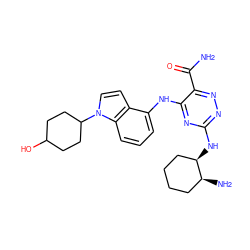 NC(=O)c1nnc(N[C@@H]2CCCC[C@@H]2N)nc1Nc1cccc2c1ccn2C1CCC(O)CC1 ZINC000223188172