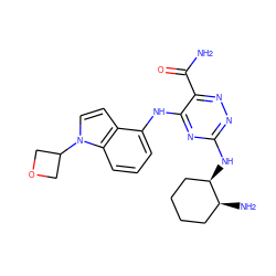 NC(=O)c1nnc(N[C@@H]2CCCC[C@@H]2N)nc1Nc1cccc2c1ccn2C1COC1 ZINC000224425056